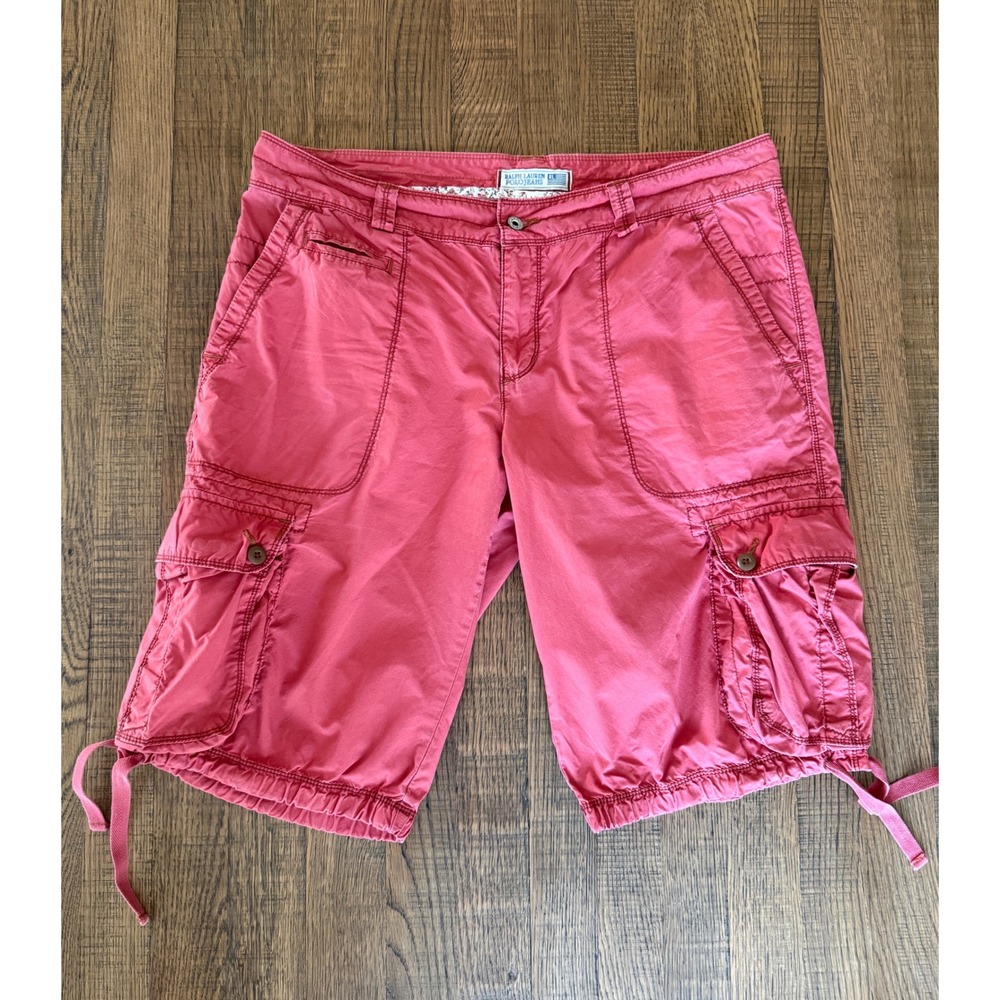 Ralph Lauren Polo Jeans Womens 14 Pink Cargo Shorts Cotton Utility Bermuda Y2K